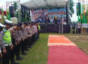 Polres Kuansing Gelar Apel Pengamanan Hari Pertama Pacu Jalur Kecamatan Gunung Toar Kabupaten Kuansing Tahun 2024