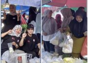 Sambil Jualan Tahu Tempe, Barisan Puan Bertuah Sosialisasi Program Muflihun Di Pasar Rumbai Pekanbaru