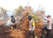 Sinergitas Polres Bengkalis dan BNPB Prov Riau serta BPBD Kabupaten Bengkalis Melaksanakan Pemadaman Kebakaran Hutan dan Lahan di Desa Sungai Alam