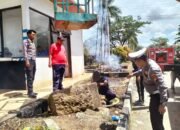 Sat Lantas Polres Rohul Bersama Dishub Gelar Gotong Royong Di Pos Lantas Km 4