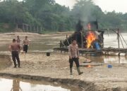 Polsek Kuantan Tengah dan Polsek Hulu Kuantan musnahkan rakit PETI
