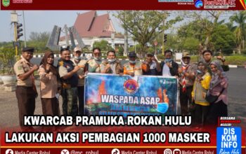 Kwarcab Pramuka Rokan Hulu Dan Pramuka Peduli Bagikan 1000 Masker Kepada Masyarakat Terdampak Kabut Asap