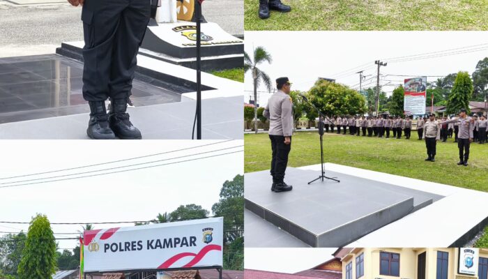 Apel Pagi Polres Kampar: Kapolres Berikan Apresiasi dan Arahan untuk Kinerja Optimal dan Pelayanan Prima