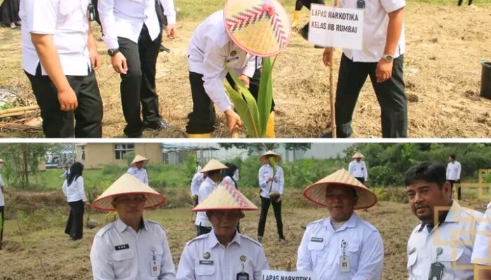 Dukung Program Asta Cita, Lapas Narkotika Rumbai melakukan Tanam Bibit Kelapa 