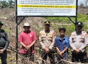 Polsek Rambah Samo Pasang Plang Peringatan di Lahan Bekas Terbakar, Warga Diingatkan Bahaya Karhutla