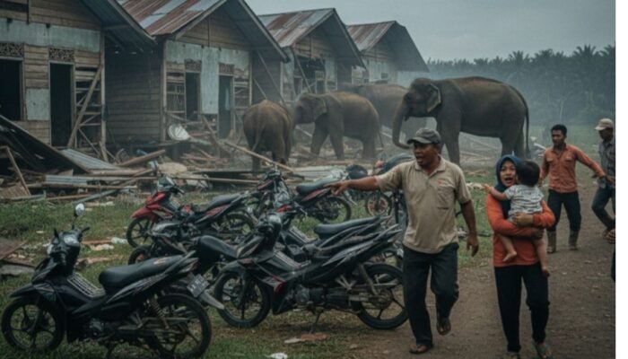 Gajah Sumatra Serang Perumahan Karyawan PT Arara Abadi, Bupati Siak Sebut Sebagai Peringatan Alam