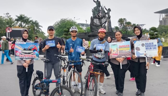 Ribuan Warga CFD Teredukasi! Ditlantas Polda Riau Kampanyekan Tertib Lalu Lintas dan Tanam Kepedulian Lingkungan