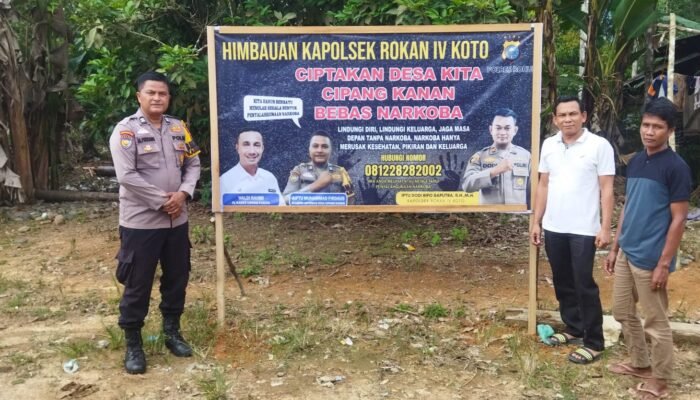 Perangi Narkoba, Polsek Rokan IV Koto Pasang 24 Spanduk Himbauan di Dua Kecamatan