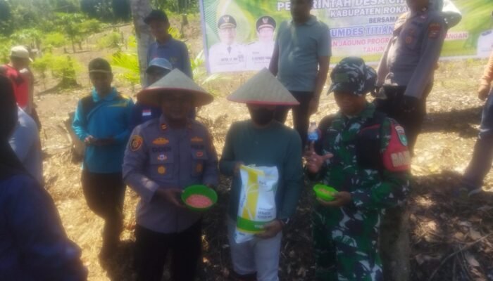 Polsek Rokan IV Koto Turun ke Desa Cipang Kiri Hilir Perkuat Ketahanan Pangan Nasional