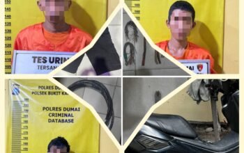 Polsek Bukit Kapur Ringkus Tiga Komplotan Pencuri Kabel Tower Telekomunikasi di Dumai