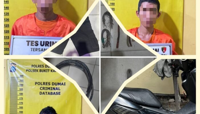 Polsek Bukit Kapur Ringkus Tiga Komplotan Pencuri Kabel Tower Telekomunikasi di Dumai
