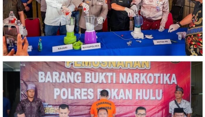 Polres Rohul Bersama Kejaksaan dan Pengadilan Musnahkan 961,5 Gram Sabu dan 229 Butir Ekstasi