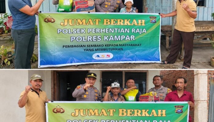 Jumat Berkah, Polsek Perhentian Raja Salurkan Sembako untuk Lansia